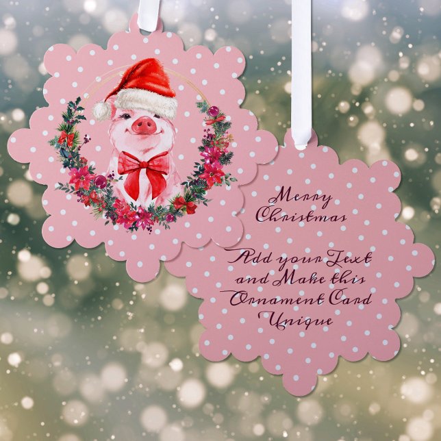 Niedliches Schwein mit Kraut Kraut Polka Dosen Pin Ornament Karte (Von Creator hochgeladen)