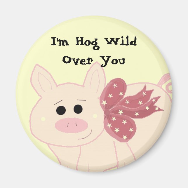 Niedliches Schwein mit Sprichwort Magnet (Vorne)