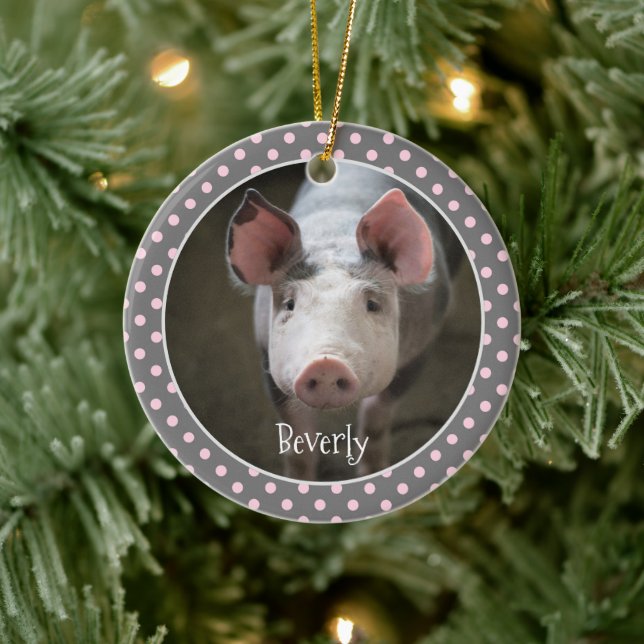 Niedliches Schwein Personalisierte Keramik Ornamen Keramik Ornament (Baum)