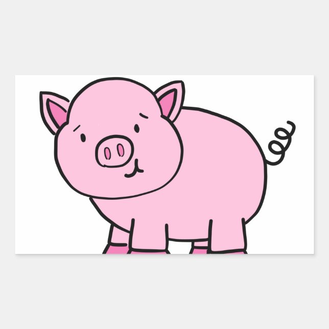 NIEDLICHES SCHWEIN RECHTECKIGER AUFKLEBER (Vorderseite)