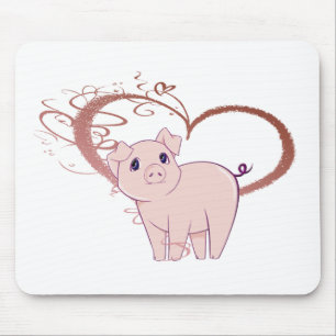 Niedliches Schwein-und Strudel-Herz Mousepad