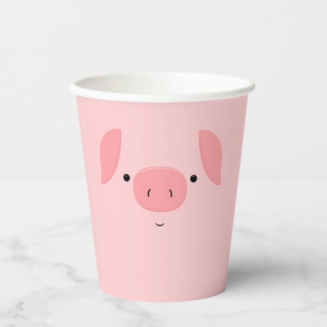 Niedliches Schweine Pappbecher (Vorderseite)