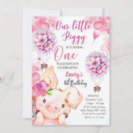 Niedliches Schweine zum Geburtstag Einladung