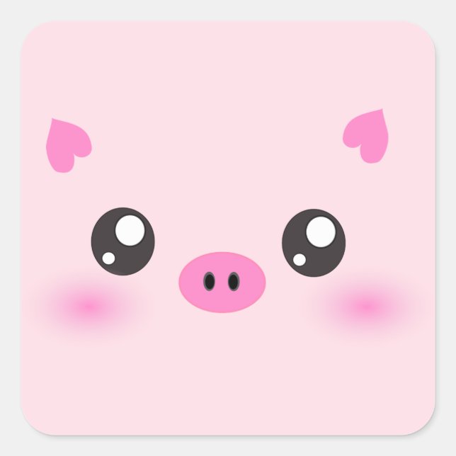Niedliches Schweinefass - Kawaii-Minimalismus Quadratischer Aufkleber (Vorderseite)