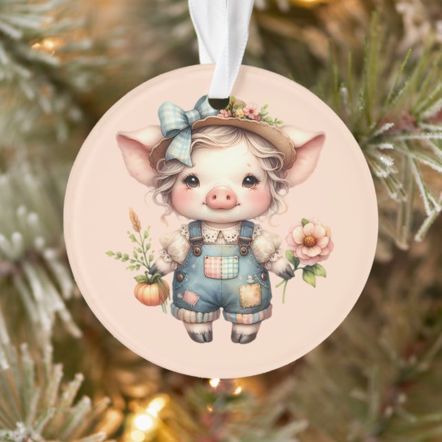 Niedliches Schweinefleisch aus landwirtschaftliche Ornament (Baum)