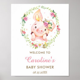 Niedliches Schweinefleisch Pink Pink Blumenspülung Poster
