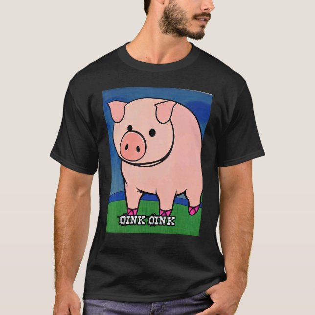 Niedliches Schweinefleisch - Rosa Oink 8 T-Shirt (Vorderseite)
