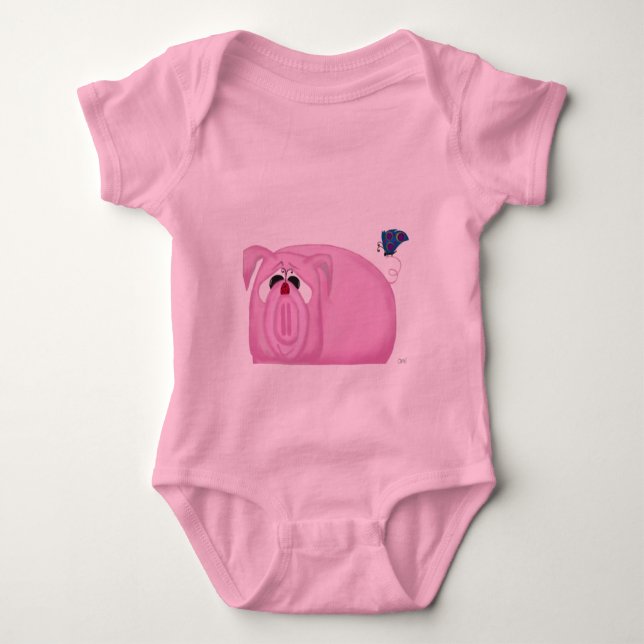 Niedliches Schweinefleisch und schöne Freunde Baby Strampler (Vorderseite)