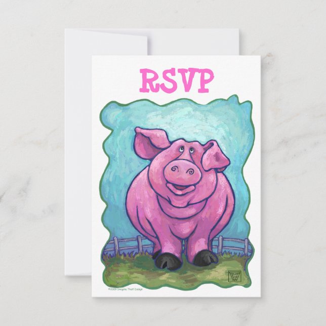 Niedliches Schweinefleischzentrum UAWG RSVP Karte (Vorderseite)