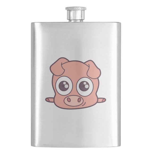 Niedliches Schweineklima Flachmann (Vorderseite)