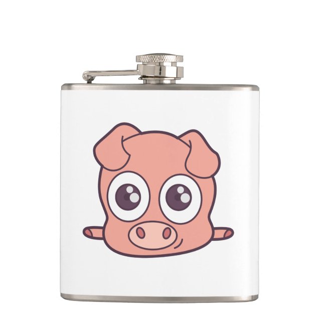 Niedliches Schweineklima Flachmann (Vorderseite)