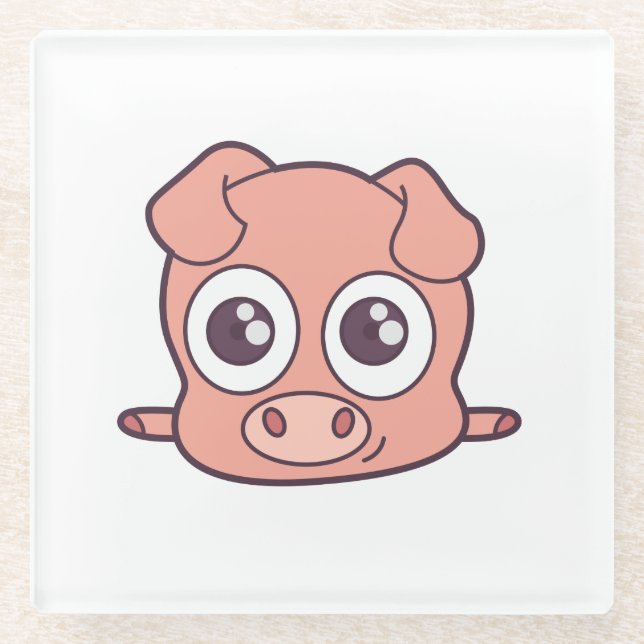 Niedliches Schweineklima Glasuntersetzer (Vorderseite)