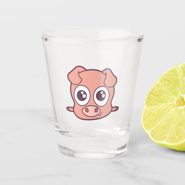Niedliches Schweineklima Schnapsglas (Vorderseite)