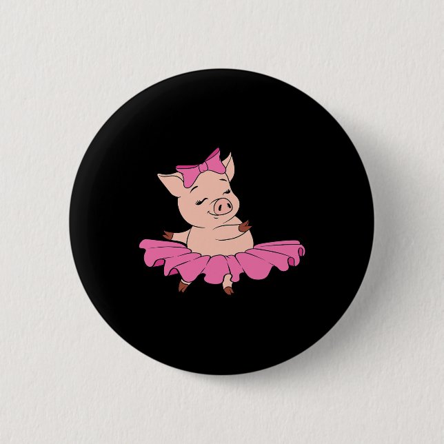 Niedliches Schweinezucht Rosa Tanztänzer Performer Button (Vorderseite)