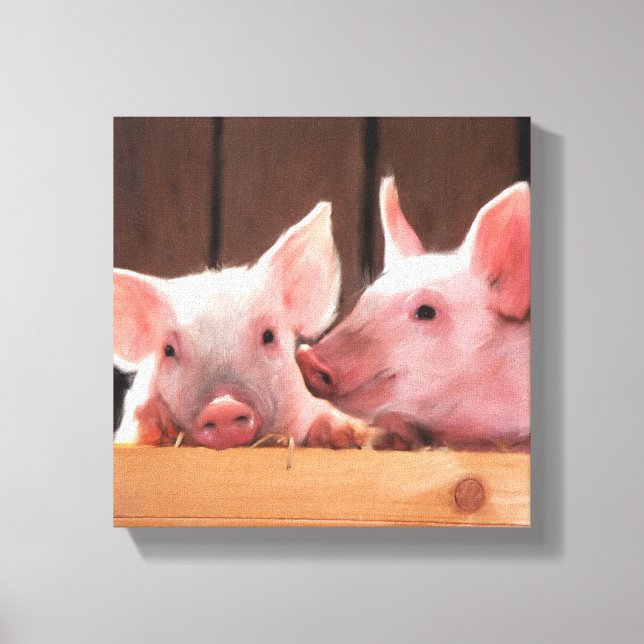 Niedliches Schweinpaar Leinwanddruck (Vorderseite)