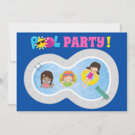 Niedliches Schwimmbad Girls Geburtstagsparty Einladung