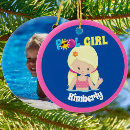 Niedliches Schwimmen Blonde Girl Custom Kids Pool  Keramik Ornament