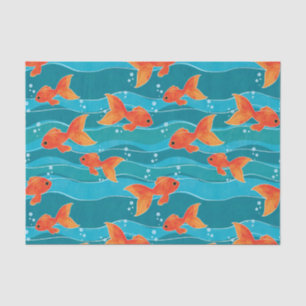 Niedliches Schwimmen Goldfish & Wassermuster Seidenpapier