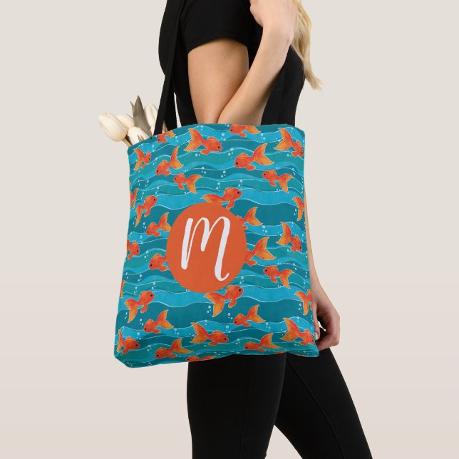 Niedliches Schwimmen Goldfish & Wassermuster Tasche (Von Nahem)