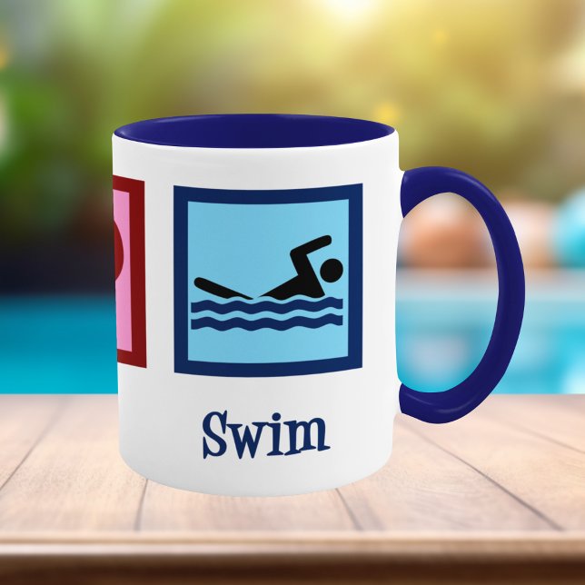 Niedliches Schwimmen - Liebe Frieden schwimmen Tasse (Von Creator hochgeladen)