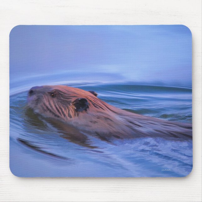 Niedliches Schwimmen Wilde Biber Kunst, Dichtung u Mousepad (Vorne)