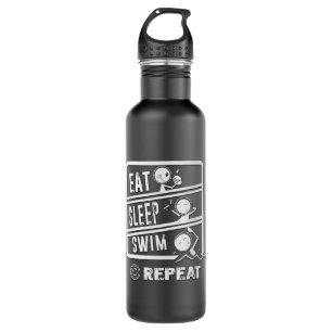 Niedliches Schwimmerdesign - Sleep Swim wiederhole Edelstahlflasche