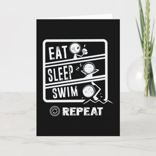 Niedliches Schwimmerdesign - Sleep Swim wiederhole Karte (Vorderseite)