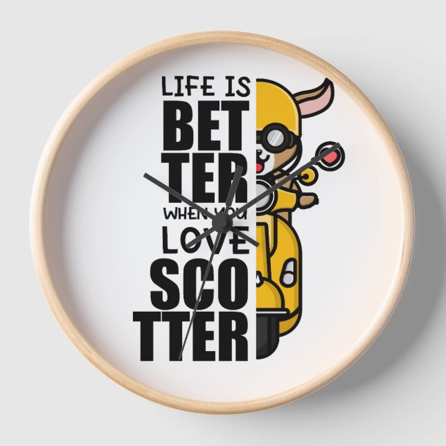 Niedliches Scooter-Goat-Design Uhr (Vorderseite)