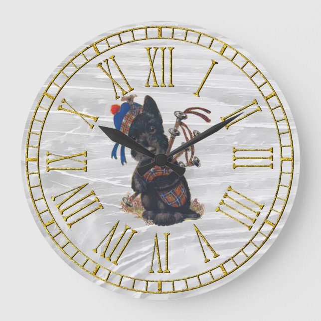 Niedliches Scottie-Spiel Große Wanduhr (Vorderseite)