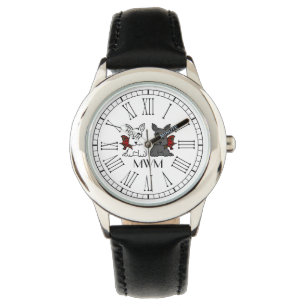 Niedliches Scottie-Welpen-Monogramm Armbanduhr
