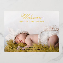 Niedliches Script Foto Baby Announction Foil Card Folie Einladungspostkarte