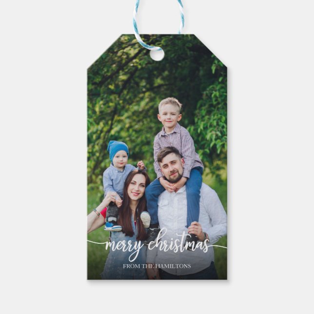 Niedliches Script Frohe Weihnachten Personalisiert Geschenkanhänger (Vorderseite)
