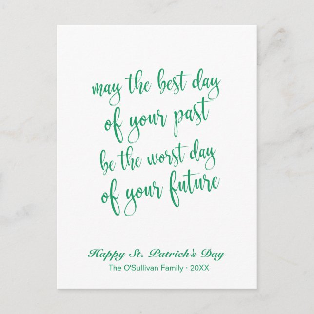 Niedliches Script Old Irish Blessing St. Patrick's Postkarte (Vorderseite)