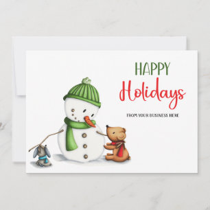 Niedliches Script Snowman Happy Holidays Corporate Feiertagskarte