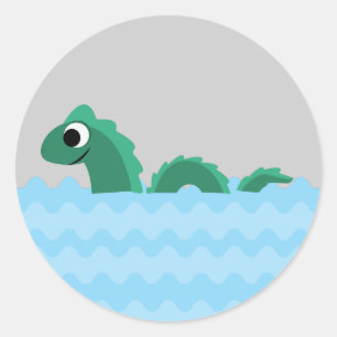 Niedliches Seemonster Runder Aufkleber