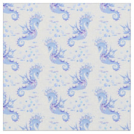 Niedliches Seepferd Blaues Lila Muster Stoff