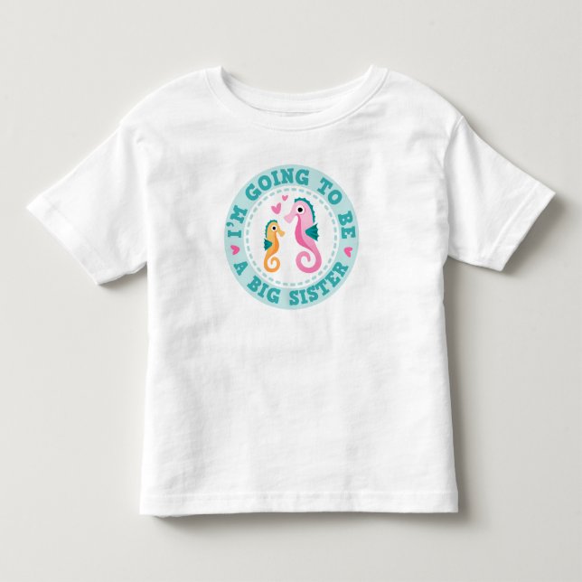 Niedliches Seepferd Cartoon Ich werde eine große S Kleinkind T-shirt (Vorderseite)