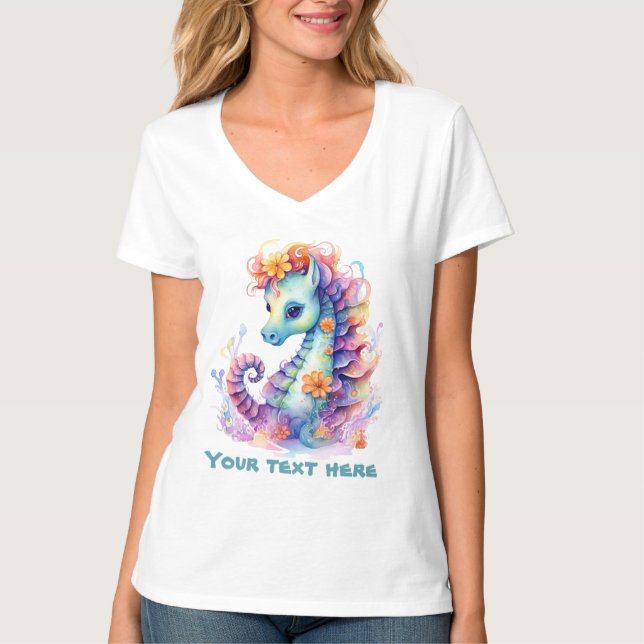 Niedliches Seepferd hinzufügen T-Shirt (Vorderseite)