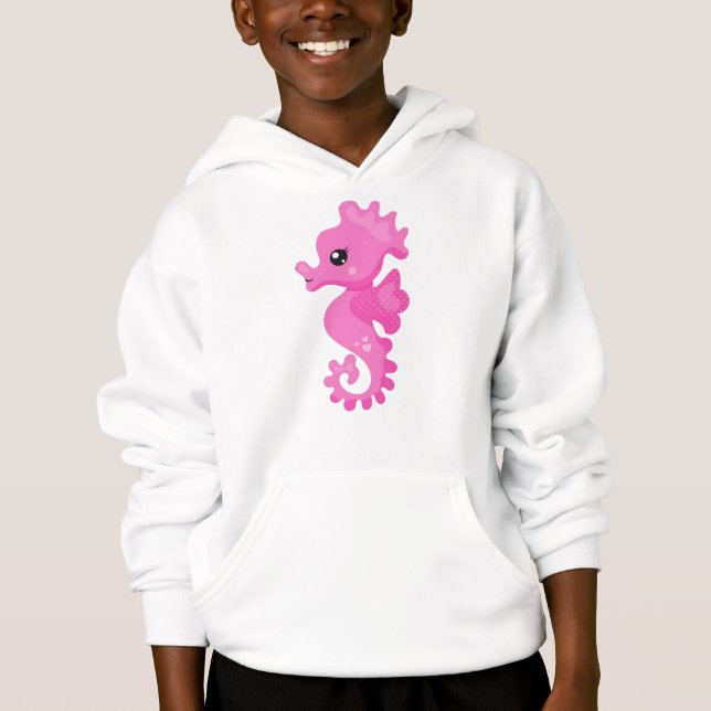 Niedliches Seepferd, kleines Seepferd, rosa Seepfe Hoodie (Vorderseite)