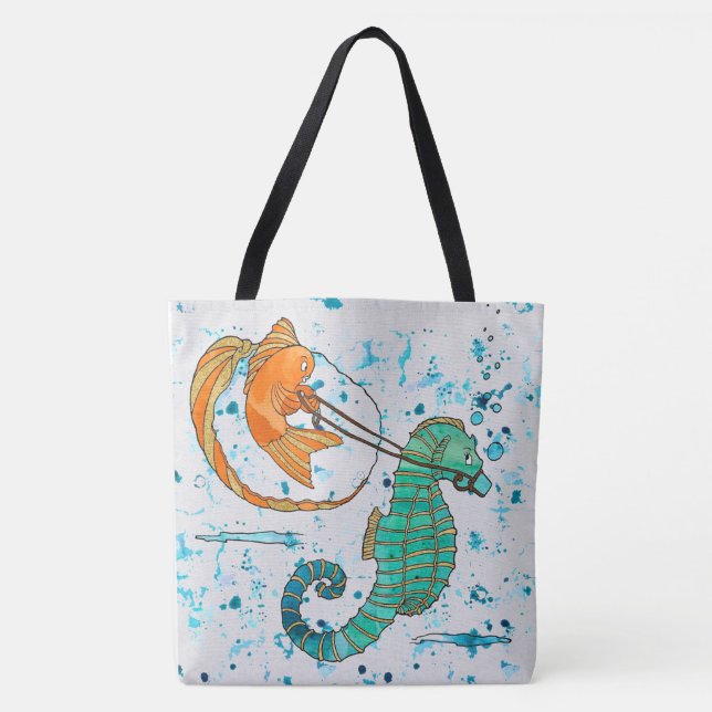 Niedliches Seepferd und Fisch Tasche (Vorderseite)