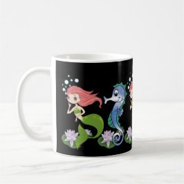 Niedliches Seepferd und kleine Meerjungfrau zusamm Kaffeetasse