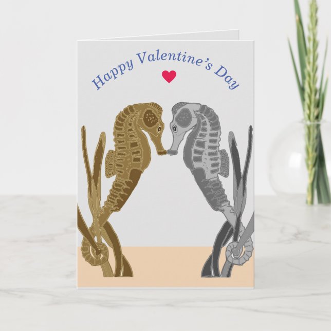 Niedliches Seepferd Valentine Feiertagskarte (Vorderseite)