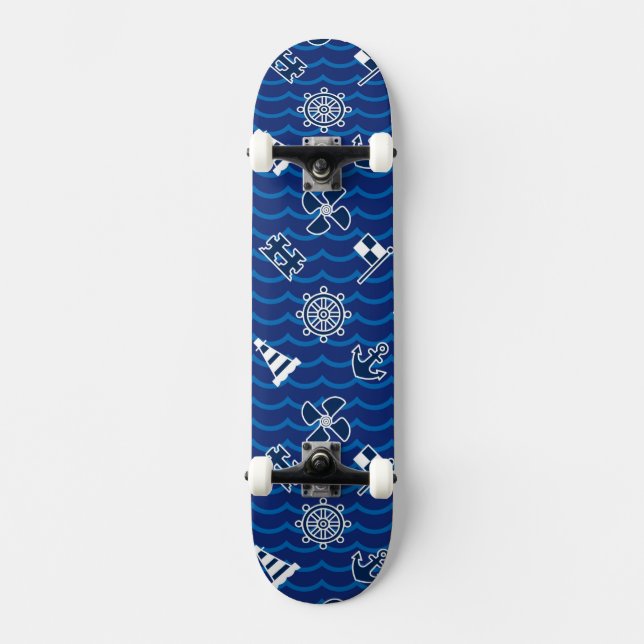 Niedliches Seewellen-Muster Skateboard (Vorderseite)