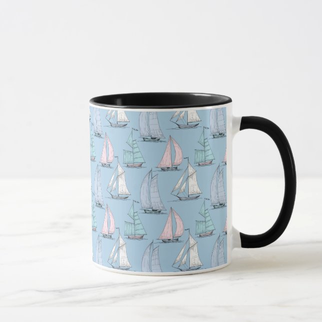 Niedliches Segelboot-Muster 1 Tasse (Rechts)