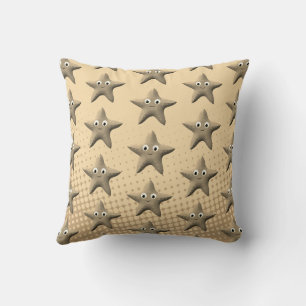 Niedliches Sepia-Starfish-Muster Kissen