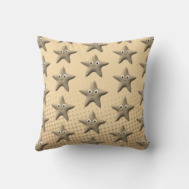 Niedliches Sepia-Starfish-Muster Kissen (Rückseite)