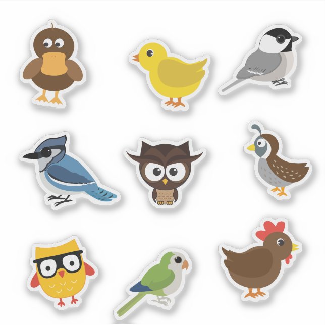 Niedliches Set für Vogelaufkleber Aufkleber (Vorderseite)