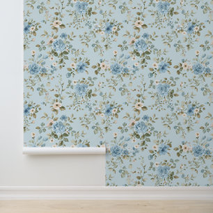 Niedliches Shabby Chic Blauer Blume Tapete