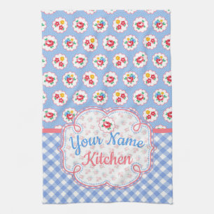 Niedliches Shabby Chic Floral und Kariert Personal Geschirrtuch
