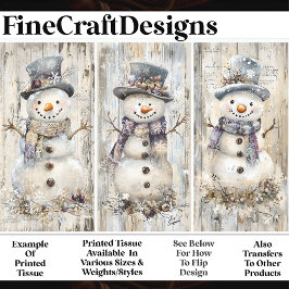 Niedliches Shabby Chic Snowmen Cool Blue AL7 Decou Seidenpapier